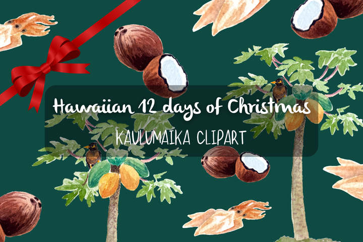 (HE) Hawaiian 12 days of Christmas Day 1-3 Clipart
