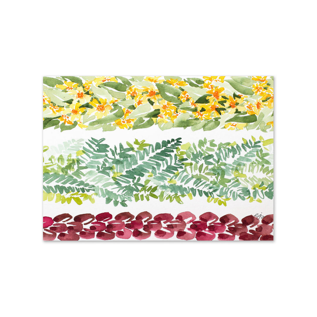 Nehe, Kupukupu, & Wiliwili Lei Greeting Card