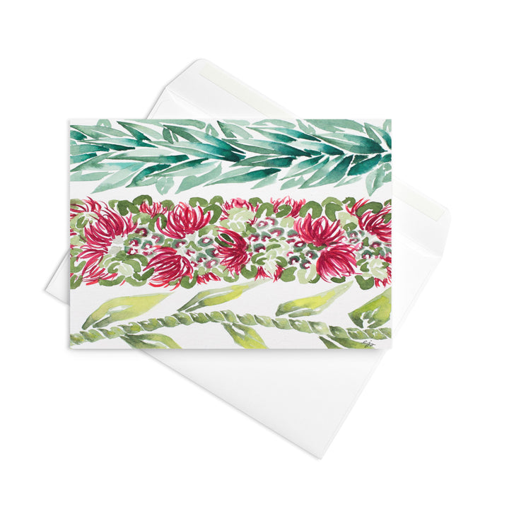 Maile, Lehua, & Ki Lei Greeting Card