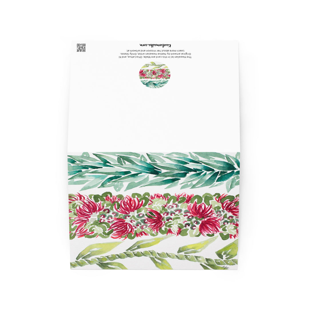 Maile, Lehua, & Ki Lei Greeting Card
